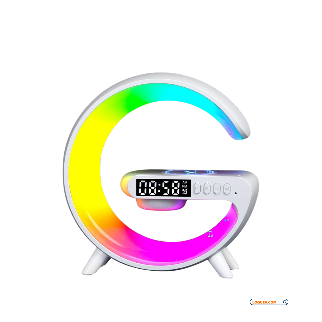 Bocina Reloj Despertador con Carga Inalámbrica y Luz LED RGB ⏰📱